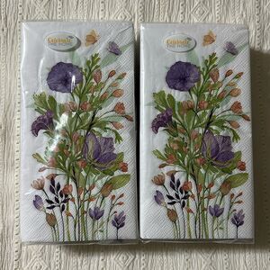ECCOLO 32 x 2pk Guest Paper Towel Napkins White Blue Stripes Gold Green Lemons